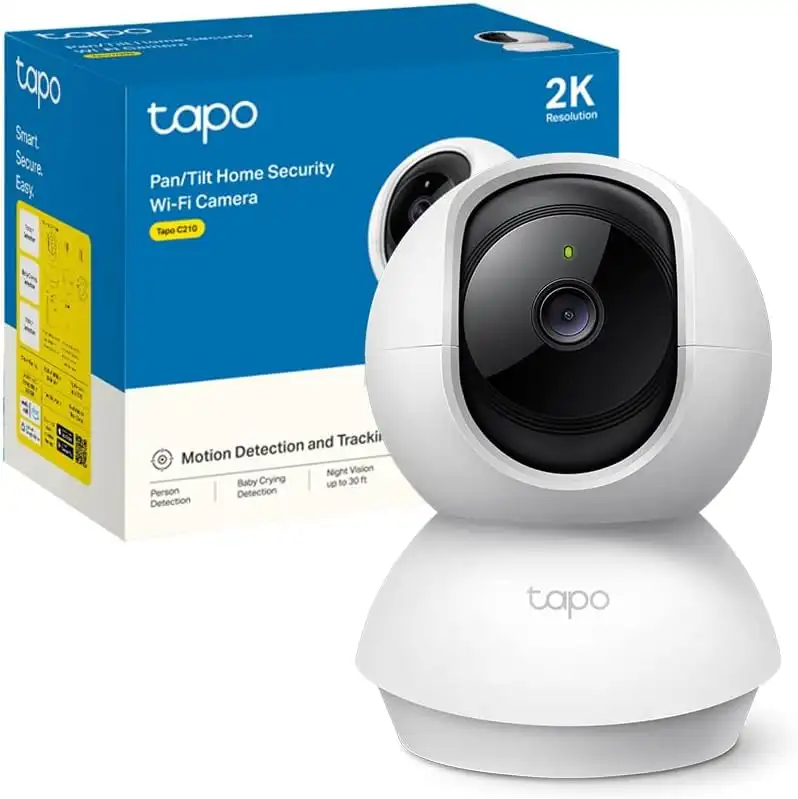 Cámara TP-Link Tapo C210 WiFi 360°, 2K, visión nocturna, detección de movimiento, compatible con Alexa, admite tarjeta SD