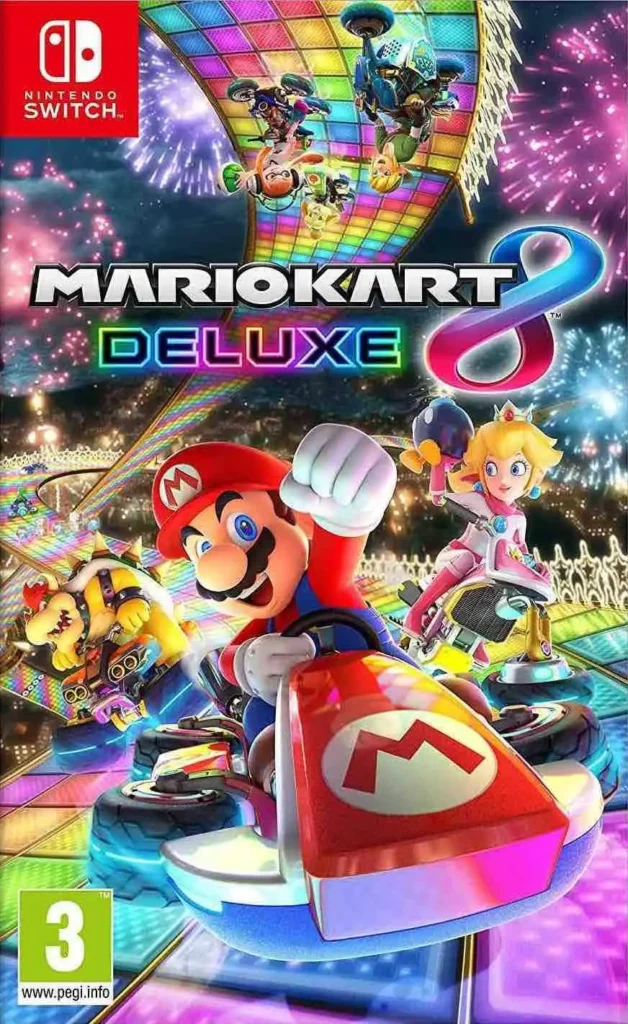 Juega Mario Kart 8 Deluxe con el manillar de moto Nintendo Labo en nuevos circuitos inéditos y con personajes como Inkling, Rey Boo, Huesitos y Bowsy. Disfruta de carreras en modo multijugador local con hasta 8 pilotos y el volante inteligente para mejorar tu experiencia de juego en las pistas.